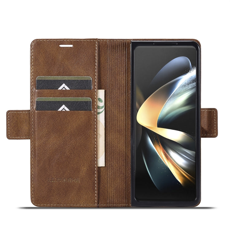 For Samsung Galaxy Z Fold6 5G LC.IMEEKE RFID Anti-theft Leather Phone Case(Brown)