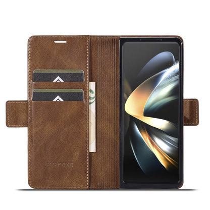 For Samsung Galaxy Z Fold6 5G LC.IMEEKE RFID Anti-theft Leather Phone Case(Brown)