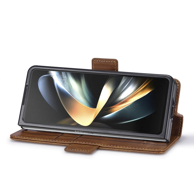For Samsung Galaxy Z Fold6 5G LC.IMEEKE RFID Anti-theft Leather Phone Case(Brown)