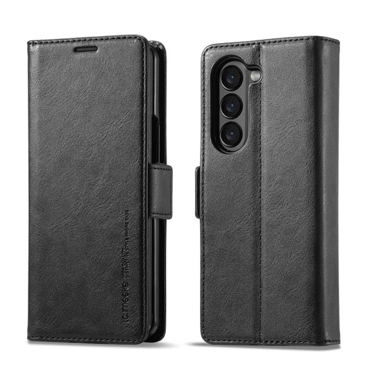 For Samsung Galaxy Z Fold6 5G LC.IMEEKE RFID Anti-theft Leather Phone Case(Black)