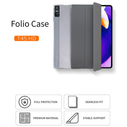 Pour Teclast T45 HD Étui intelligent en cuir avec support à trois volets (gris)