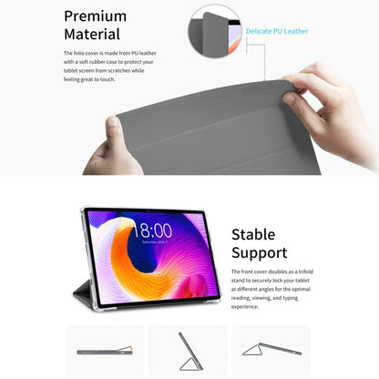 Pour Teclast T45 HD Étui intelligent en cuir avec support à trois volets (gris)