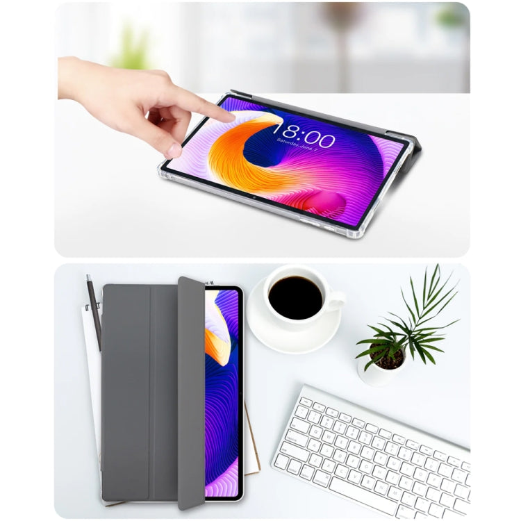 Pour Teclast T45 HD Étui intelligent en cuir avec support à trois volets (gris)