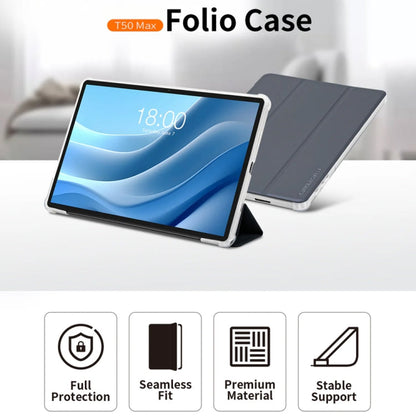 For Teclast T50 HD / T50 Max 3-Fold Holder Folio Leather Tablet Smart Case(Grey)