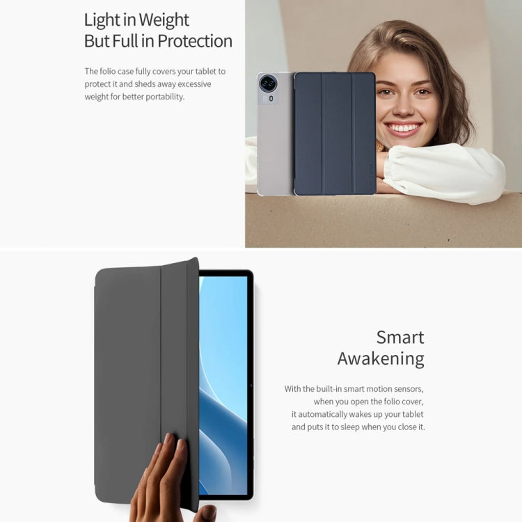 For Teclast T50 HD / T50 Max 3-Fold Holder Folio Leather Tablet Smart Case(Grey)