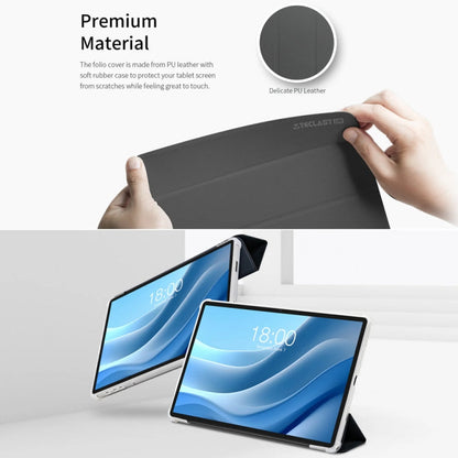 For Teclast T50 HD / T50 Max 3-Fold Holder Folio Leather Tablet Smart Case(Grey)