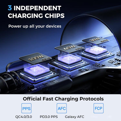 Chargeur de voiture 3 ports JOYROOM JR-CCN07 145W double PD+QC3.0 (gris foncé)