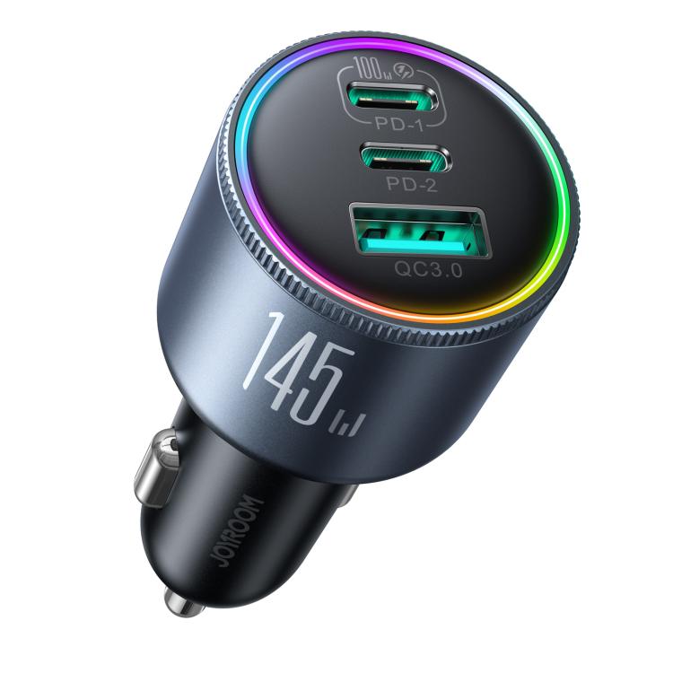 Chargeur de voiture 3 ports JOYROOM JR-CCN07 145W double PD+QC3.0 (gris foncé)