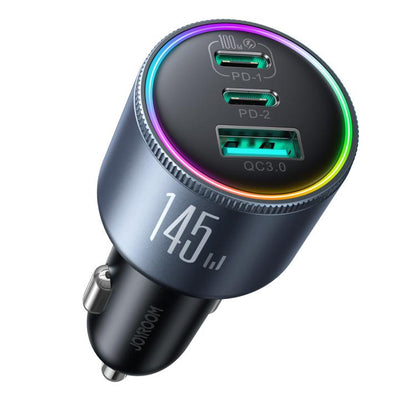Chargeur de voiture 3 ports JOYROOM JR-CCN07 145W double PD+QC3.0 (gris foncé)
