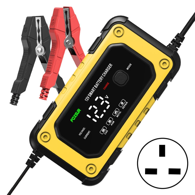 Chargeur de batterie intelligent FOXSUR FBC1206E 6A 12V pour voiture / moto (prise UK)