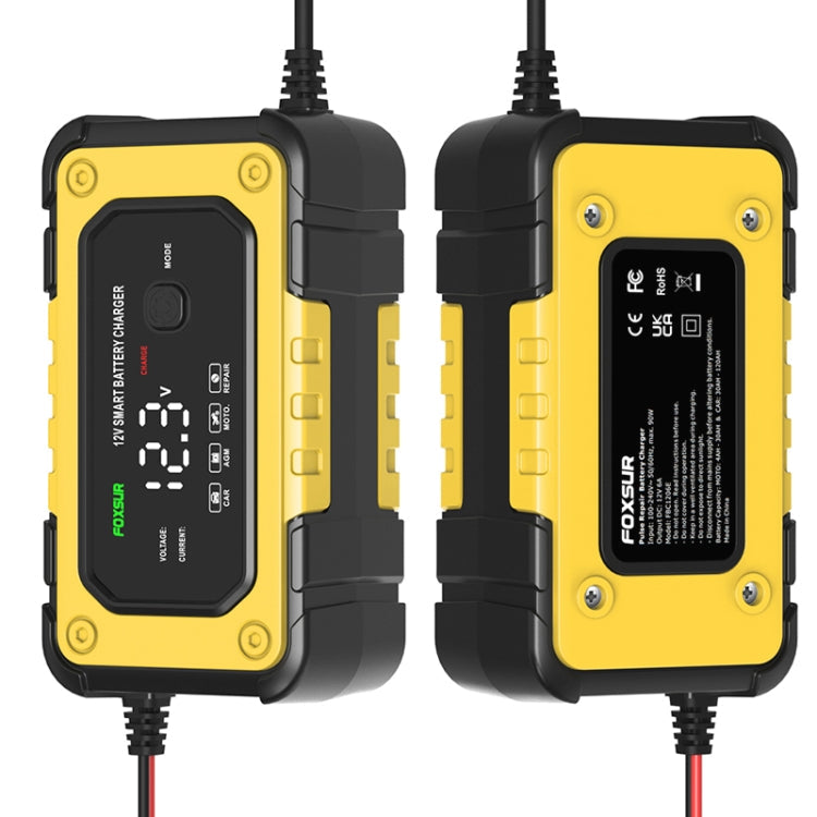 Chargeur de batterie intelligent FOXSUR FBC1206E 6A 12V pour voiture / moto (prise UK)