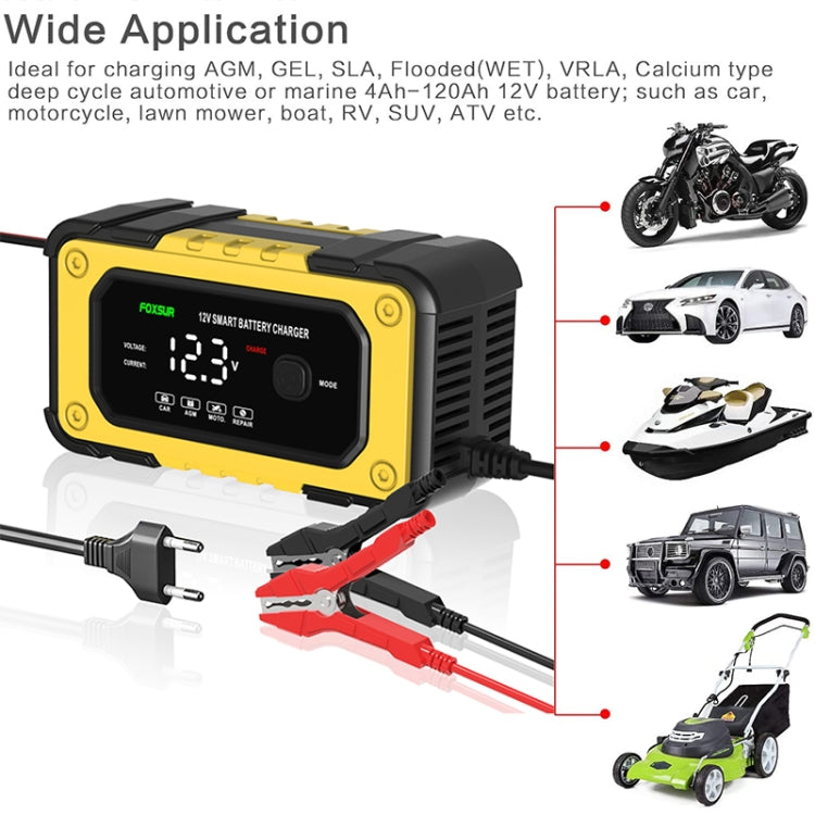 Chargeur de batterie intelligent FOXSUR FBC1206E 6A 12V pour voiture / moto (prise UK)
