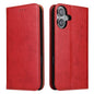 Pour iPhone 16 Coque de téléphone en similicuir véritable texturé Fierre Shann (rouge)