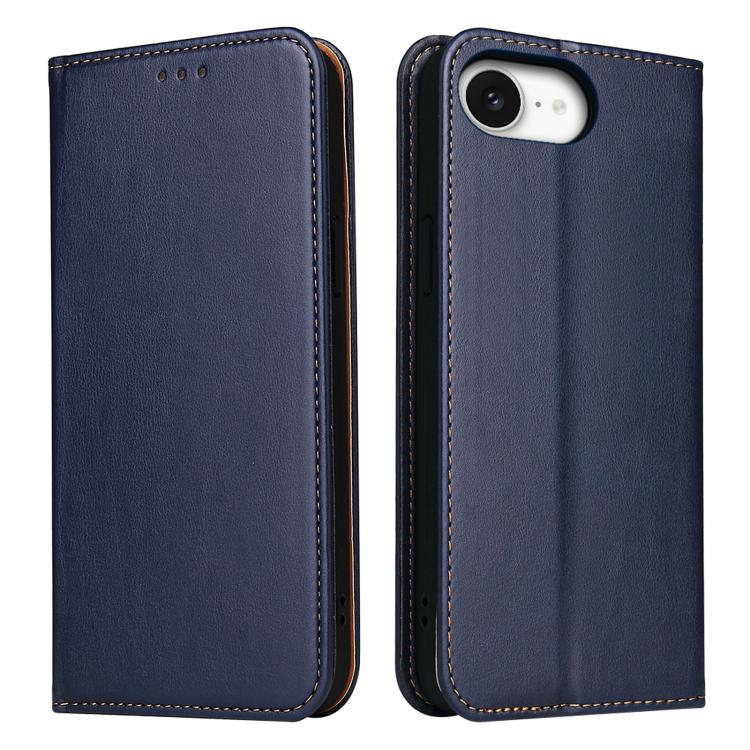 For iPhone 17e / 16e Fierre Shann PU Genuine Leather Texture Phone Case(Blue)