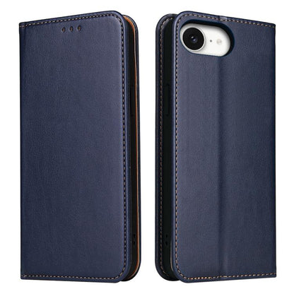 For iPhone 17e / 16e Fierre Shann PU Genuine Leather Texture Phone Case(Blue)