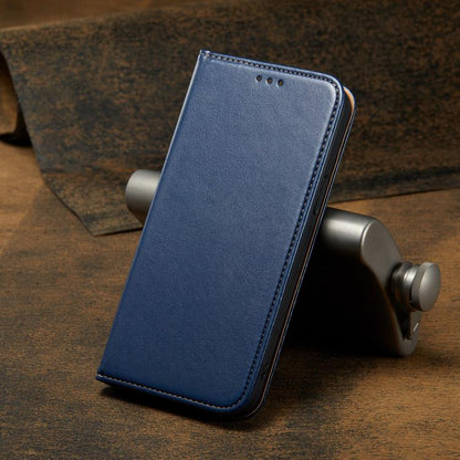 For iPhone 17e / 16e Fierre Shann PU Genuine Leather Texture Phone Case(Blue)