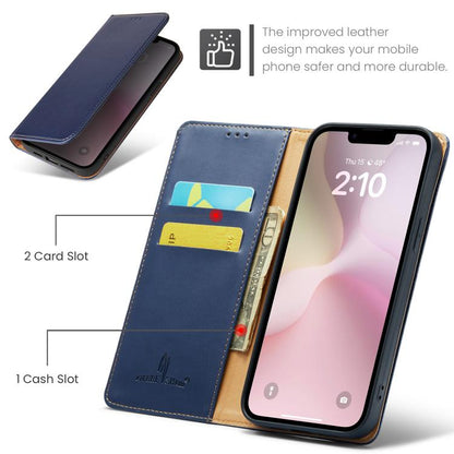 For iPhone 17e / 16e Fierre Shann PU Genuine Leather Texture Phone Case(Blue)