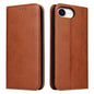 Pour iPhone 17e / 16e Fierre Shann PU Étui de téléphone texturé en cuir véritable (Marron)