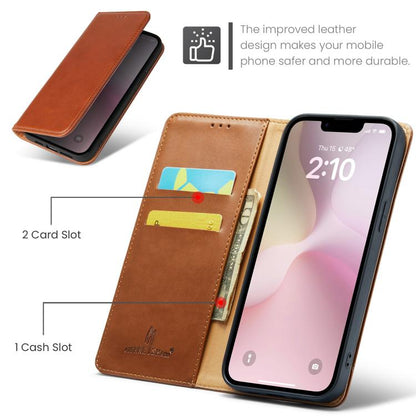 Pour iPhone 17e / 16e Fierre Shann PU Étui de téléphone texturé en cuir véritable (Marron)