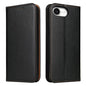 For iPhone 17e / 16e Fierre Shann PU Genuine Leather Texture Phone Case(Black)