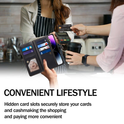 Pour iPhone 16 Pro Max ESEBLE Star Series Lanière Portefeuille Zippé RFID Étui en Cuir (Noir)