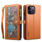 For iPhone 16 Pro ESEBLE Star Series Lanyard Zipper Wallet RFID Leather Case(Brown)