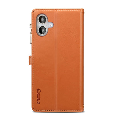 For iPhone 16 Plus ESEBLE Star Series Lanyard Zipper Wallet RFID Leather Case(Brown)