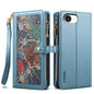 For iPhone 17e / 16e ESEBLE Star Series Lanyard Zipper Wallet RFID Leather Case(Blue)