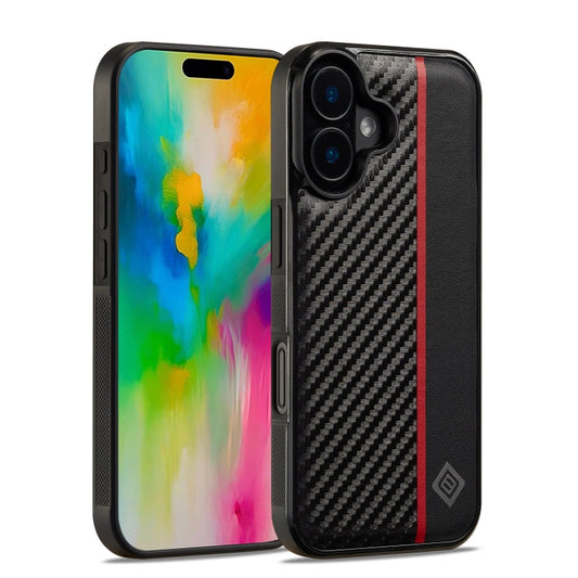 Pour iPhone 16 LC.IMEEKE Étui de téléphone antichoc 3 en 1 en fibre de carbone (noir)