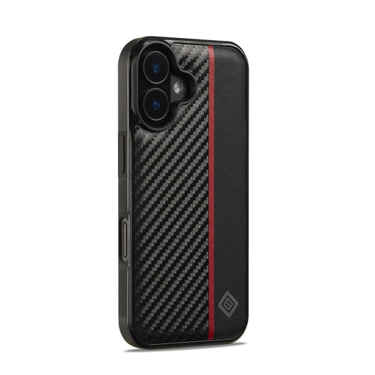 Pour iPhone 16 LC.IMEEKE Étui de téléphone antichoc 3 en 1 en fibre de carbone (noir)