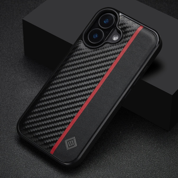 For iPhone 16 LC.IMEEKE 3 in 1 Carbon Fiber Texture Shockproof Phone Case(Black)