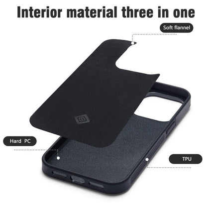 For iPhone 16 Pro LC.IMEEKE 3 in 1 Carbon Fiber Texture Shockproof Phone Case(Black)