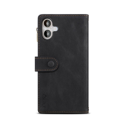 For iPhone 16 Plus ESEBLE Retro Frosted RFID Flip Leather Phone Case(Black)