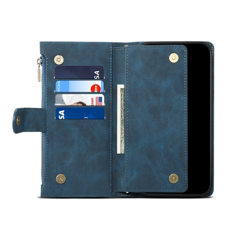 For iPhone 16 Plus ESEBLE Retro Frosted RFID Flip Leather Phone Case(Dark Green)