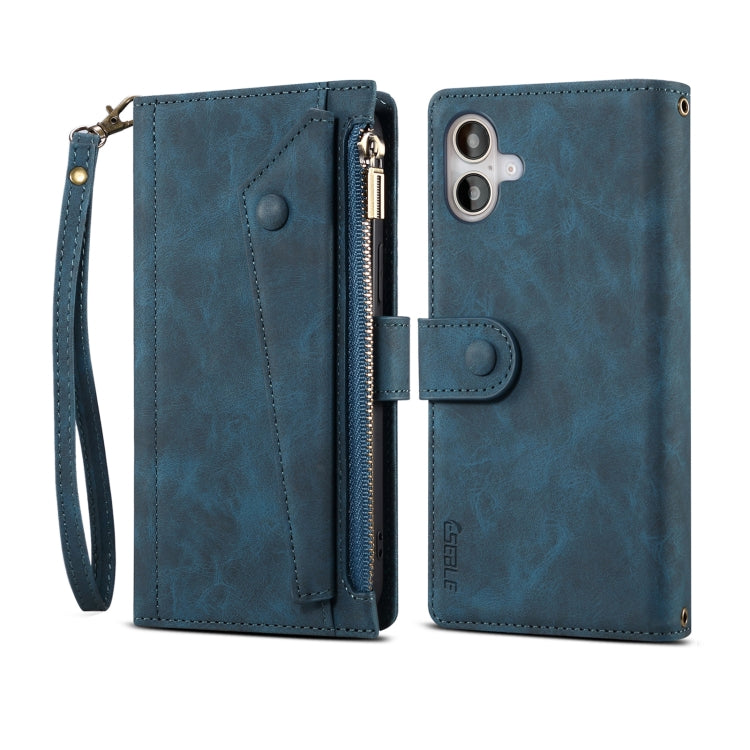 For iPhone 16 ESEBLE Retro Frosted RFID Flip Leather Phone Case(Dark Green)