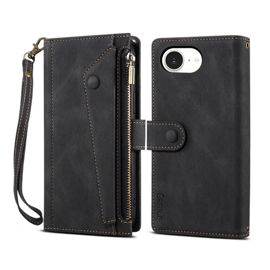 For iPhone 17e / 16e ESEBLE Retro Frosted RFID Flip Leather Phone Case(Black)