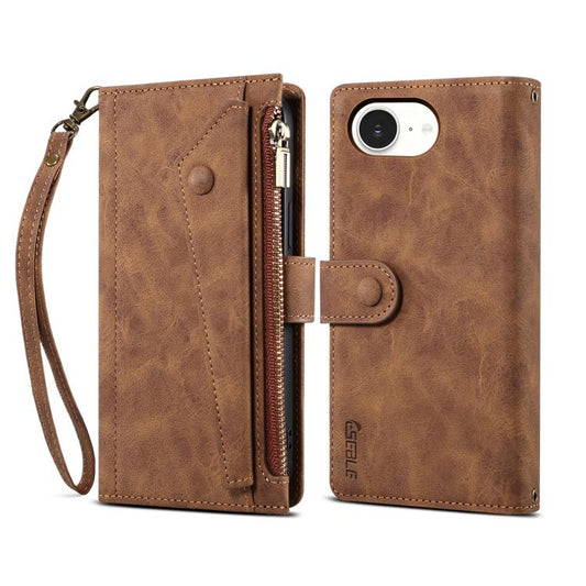 For iPhone 17e / 16e ESEBLE Retro Frosted RFID Flip Leather Phone Case(Brown)