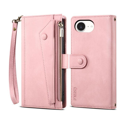 For iPhone 17e / 16e ESEBLE Retro Frosted RFID Flip Leather Phone Case(Rose Gold)