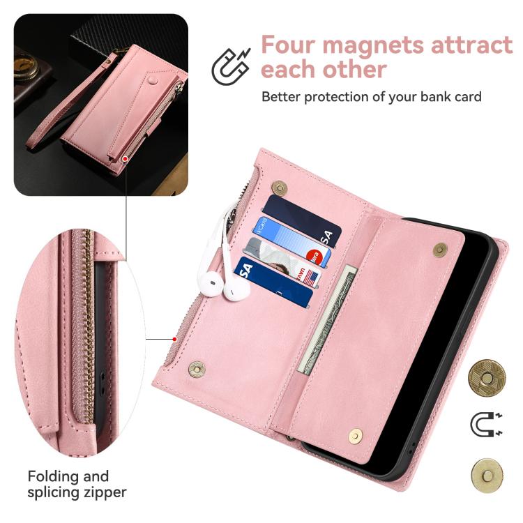 For iPhone 17e / 16e ESEBLE Retro Frosted RFID Flip Leather Phone Case(Rose Gold)