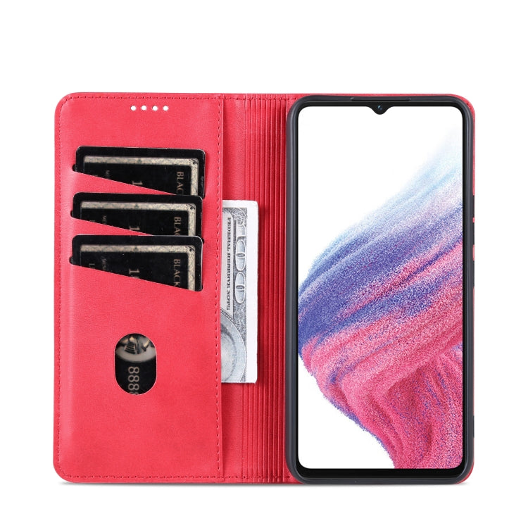 For Samsung Galaxy A05 AZNS Magnetic Calf Texture Flip Leather Phone Case(Red)