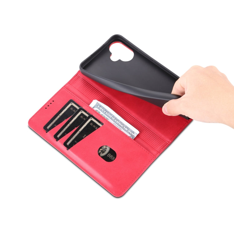 For Samsung Galaxy A05 AZNS Magnetic Calf Texture Flip Leather Phone Case(Red)