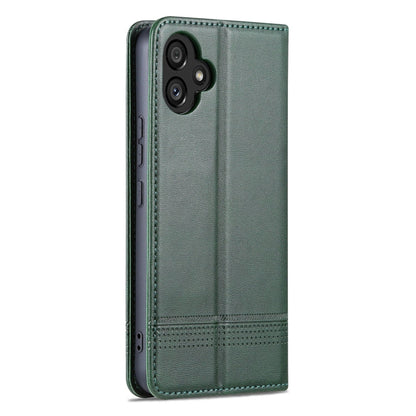 For Samsung Galaxy A05 AZNS Magnetic Calf Texture Flip Leather Phone Case(Dark Green)
