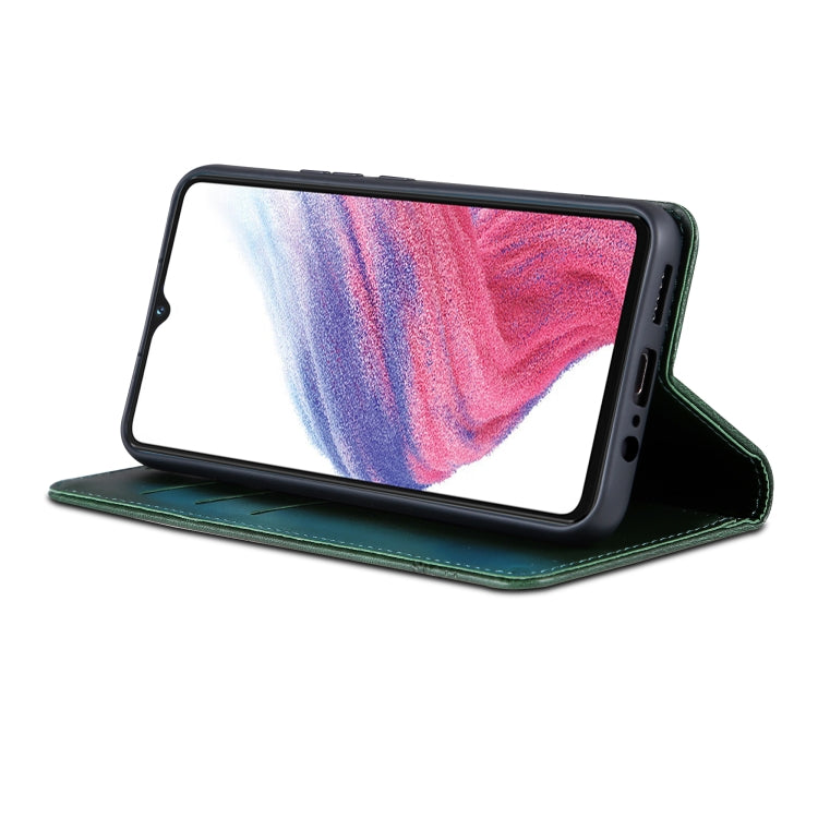 For Samsung Galaxy A05 AZNS Magnetic Calf Texture Flip Leather Phone Case(Dark Green)