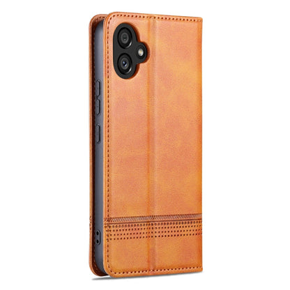 For Samsung Galaxy A05 AZNS Magnetic Calf Texture Flip Leather Phone Case(Light Brown)