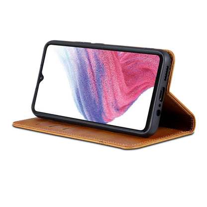 For Samsung Galaxy A05 AZNS Magnetic Calf Texture Flip Leather Phone Case(Light Brown)