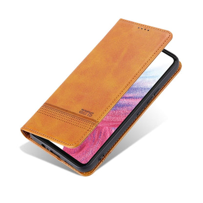 For Samsung Galaxy A05 AZNS Magnetic Calf Texture Flip Leather Phone Case(Light Brown)
