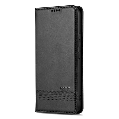Pour Samsung Galaxy A55 5G AZNS Étui de téléphone en cuir à rabat texturé veau magnétique (Noir)