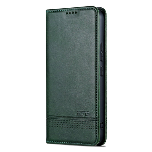For Samsung Galaxy A55 5G AZNS Magnetic Calf Texture Flip Leather Phone Case(Dark Green)