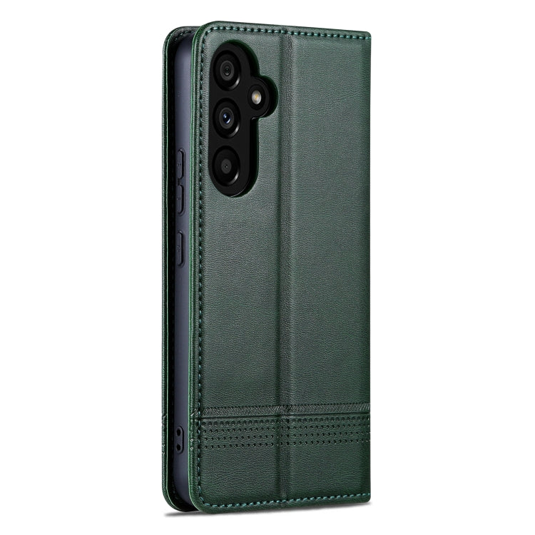 For Samsung Galaxy A55 5G AZNS Magnetic Calf Texture Flip Leather Phone Case(Dark Green)