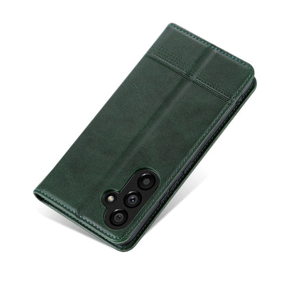 For Samsung Galaxy A55 5G AZNS Magnetic Calf Texture Flip Leather Phone Case(Dark Green)